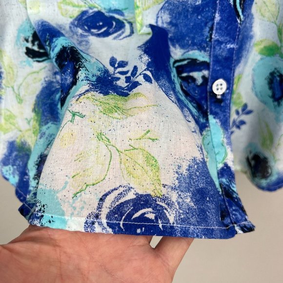 Relativity Shirt Top Womens 3X Blue Button Up Lightweight Collared Long Sleeve - Picture 13 of 14